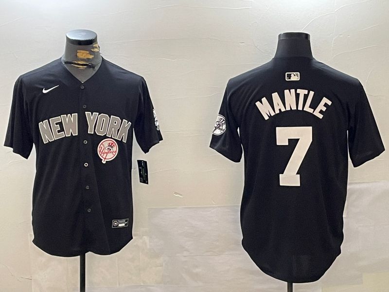 Men New York Yankees 7 Mantle Black Game 2024 Nike MLB Jersey style 12022